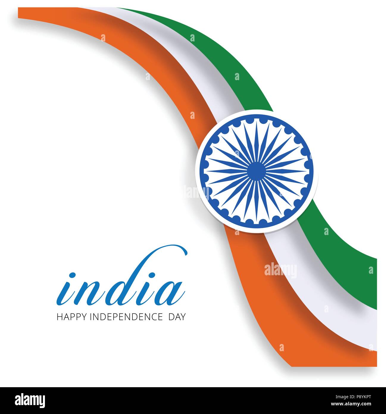 Indian tricolor flag with wheel on white background showing peace with  simple typography. For web design and application interface, also useful  for in Stock Vector Image & Art - Alamy