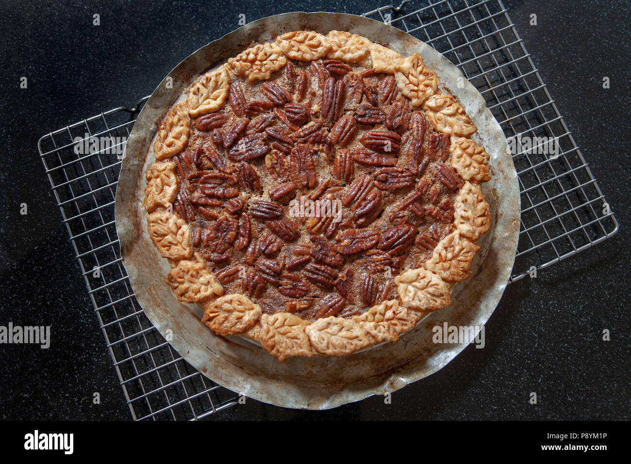 Pecan Pie on Cooling Rack Stock Photo - Alamy