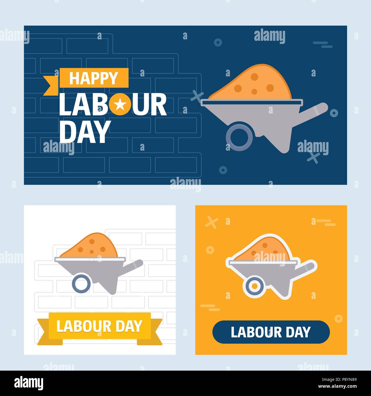 Happy Labour day design with yellow and blue theme vector with hardware