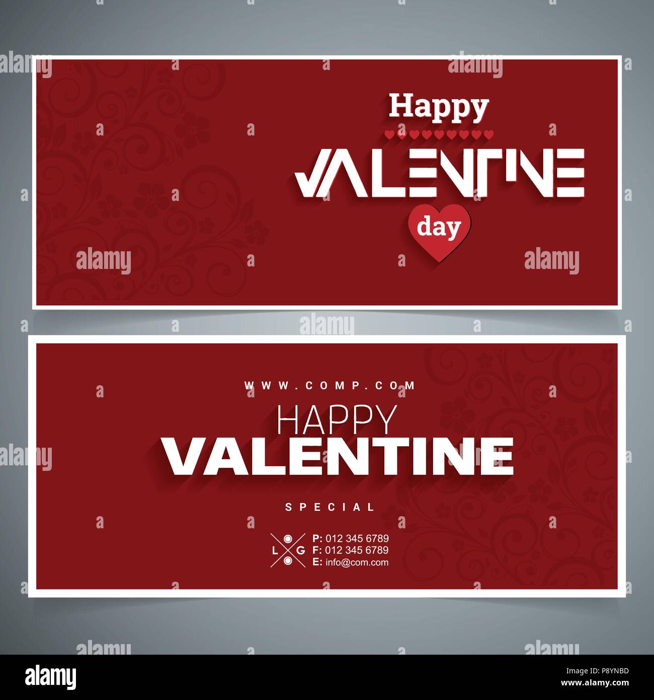 Valentine's day banner with red background. For web design and ...