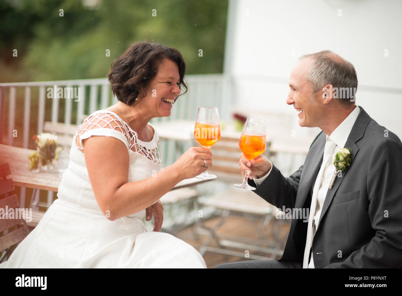 Old aged elderly marriage couple on  Wedding day old bride and groom bridegroom aged love marriage old marrying couple Stock Photo