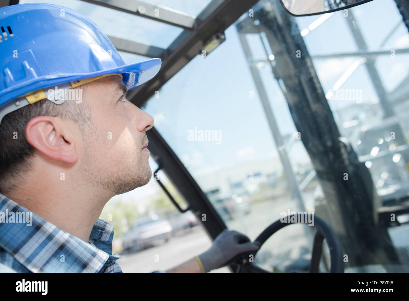 worker being careful on his job Stock Photo