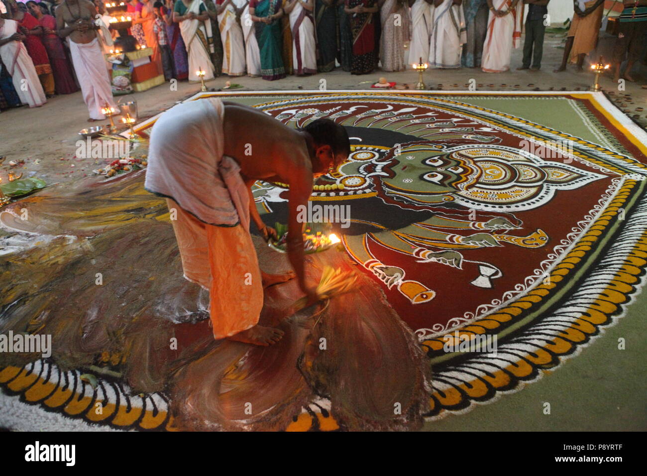 mudiyettu is the ritualistic art form of kerala,it is the mythological story of war between goddess bhadra kaali and demon darika,good over the evil Stock Photo