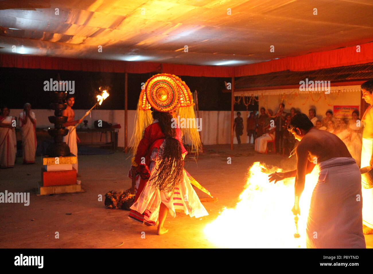 mudiyettu is the ritualistic art form of kerala,it is the mythological story of war between goddess bhadra kaali and demon darika,good over the evil Stock Photo