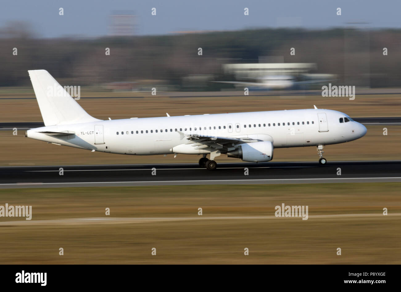 Berlin, Germany, Airbus A320 of the airline Smart Lynx on the runway of the airport Berlin-Tegel Stock Photo