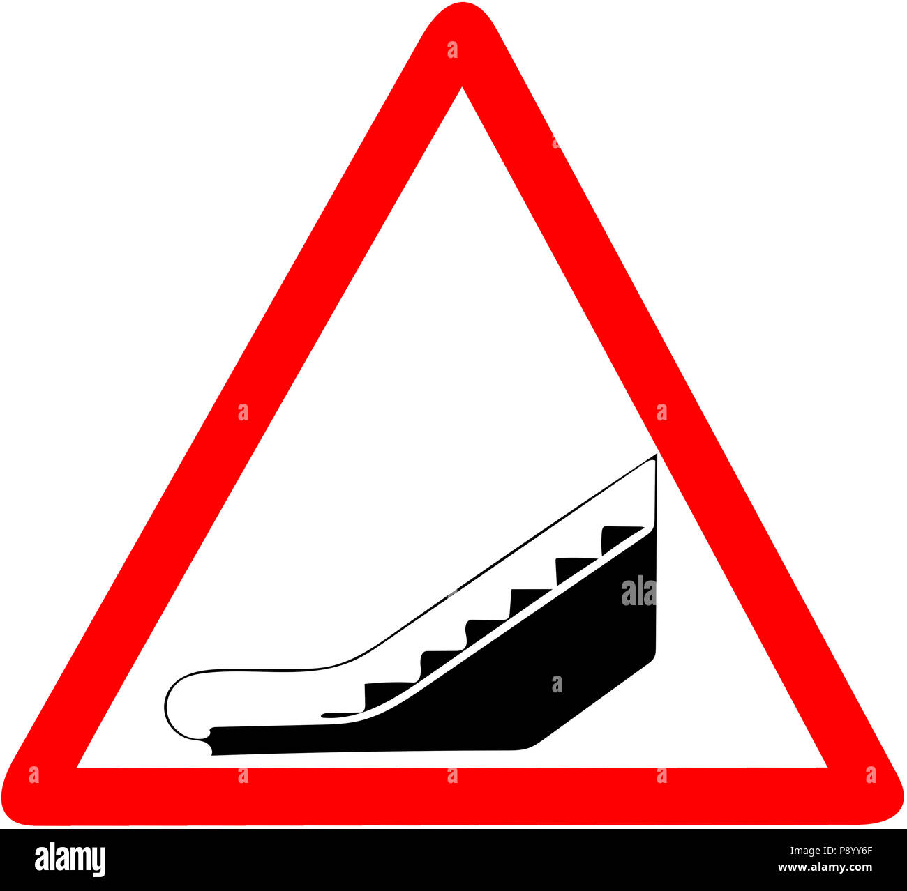 Moveable Stairs Sign may use moving staircase red triangular road caution sign Stock Photo ...