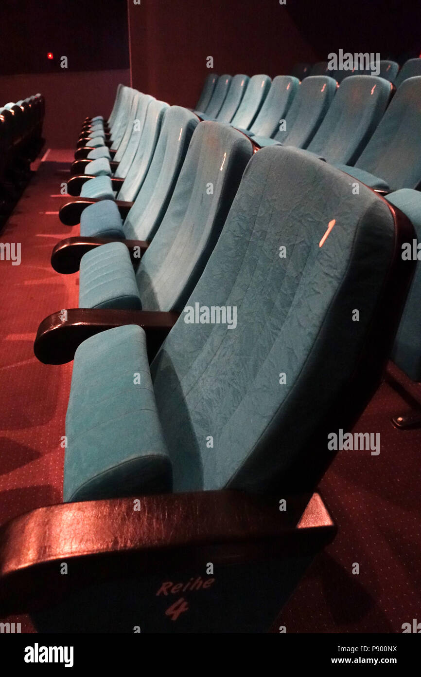 Berlin, Germany, empty rows of seats in a cinema hall Stock Photo