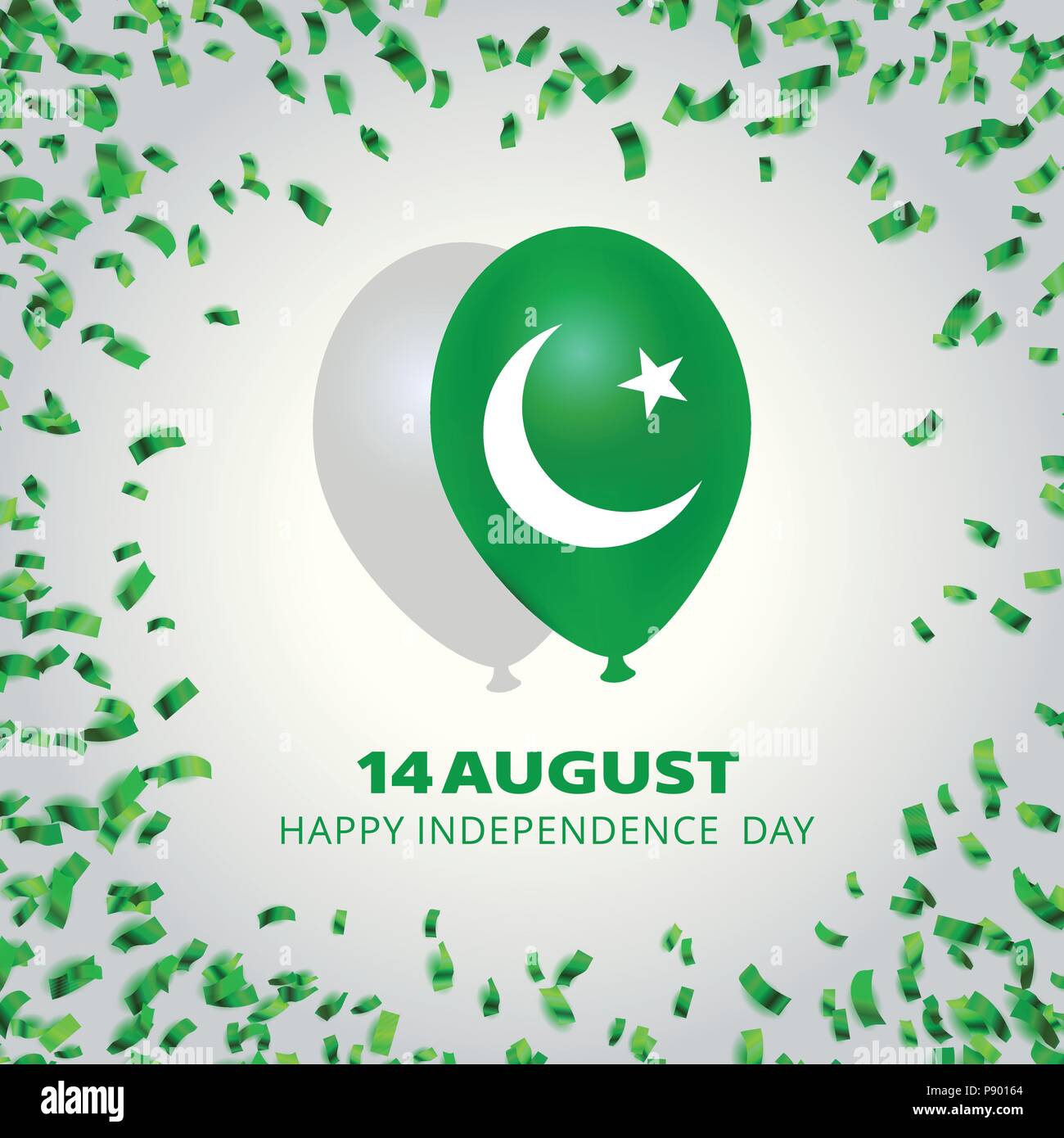 Pakistan's Flag balloons for Independence Day on white background ...