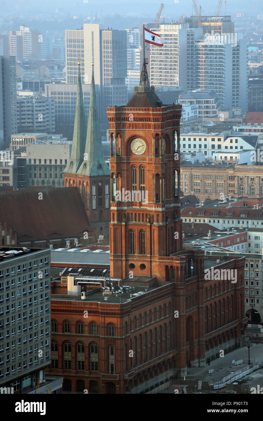 Berlin, Germany, the red city hall in the morning Stock Photo