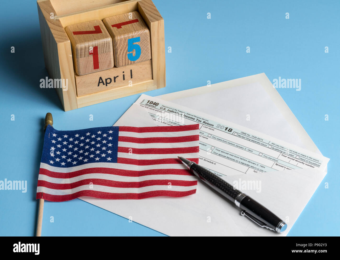 Form 1040 Simplified in postcard envelope for filing taxes Stock Photo
