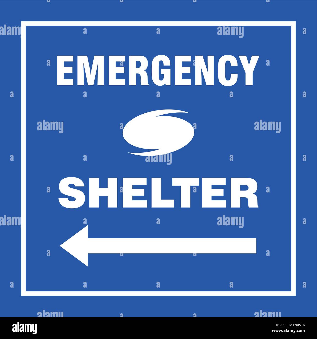 Emergency Shelter Left Safety Side Sign Board, Hurricane indication