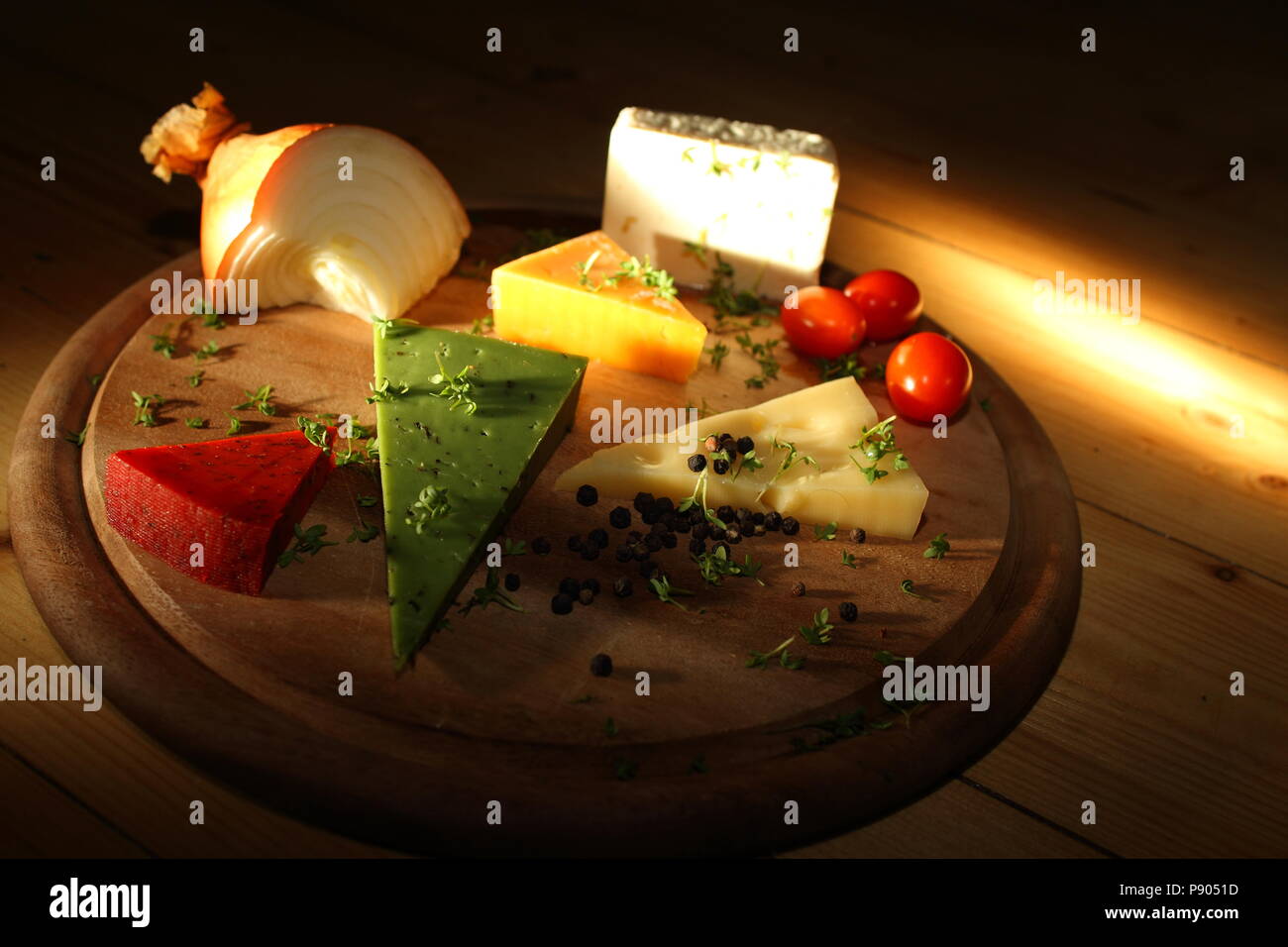 Cheese platter with different types of cheese Stock Photo Alamy