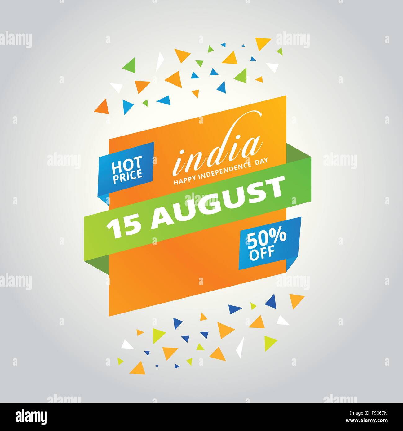 Banner Illustration Indian Tricolor Flag With Wheel On White