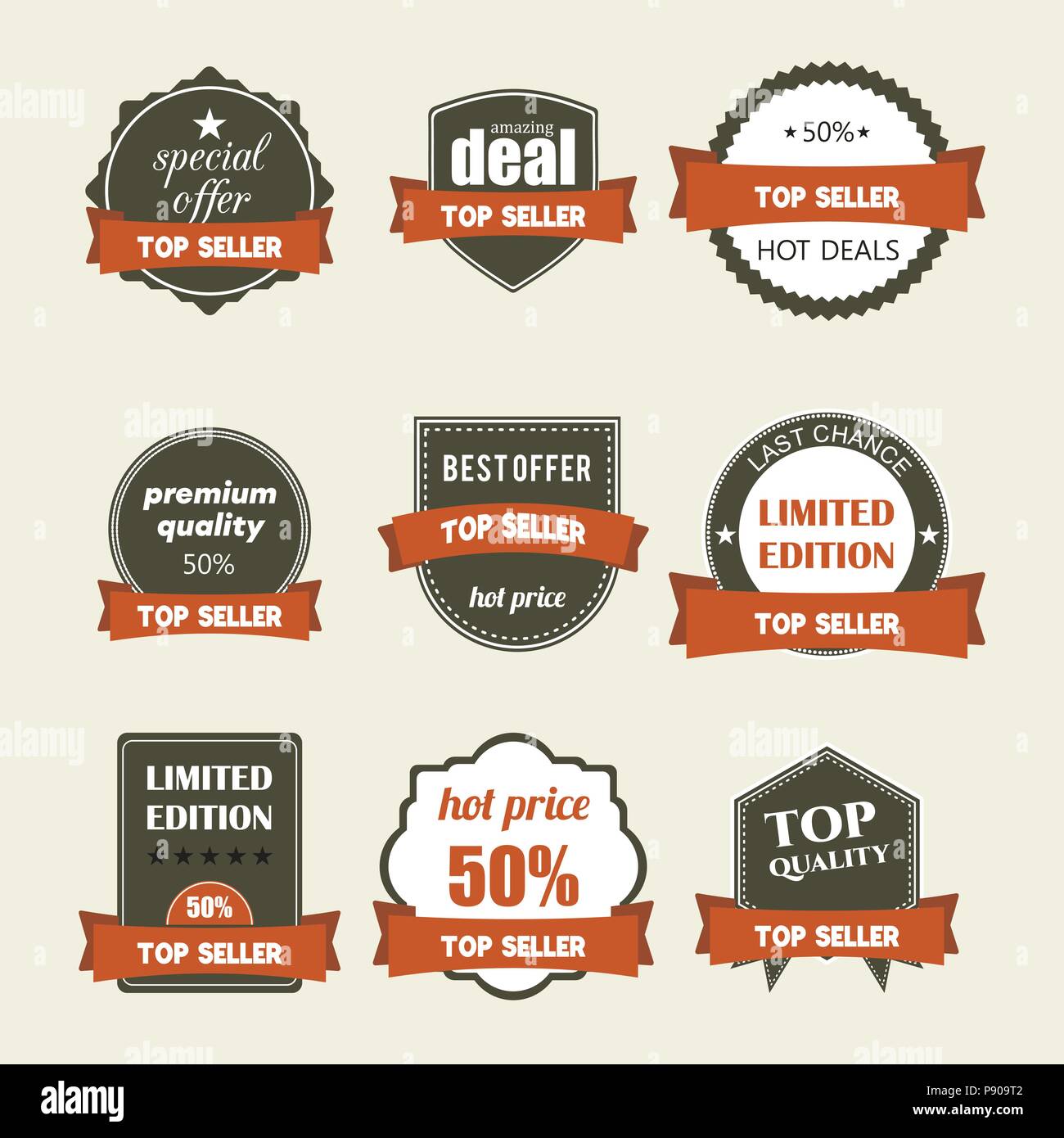 Set of flat design sale stickers. Vector illustrations for online 
