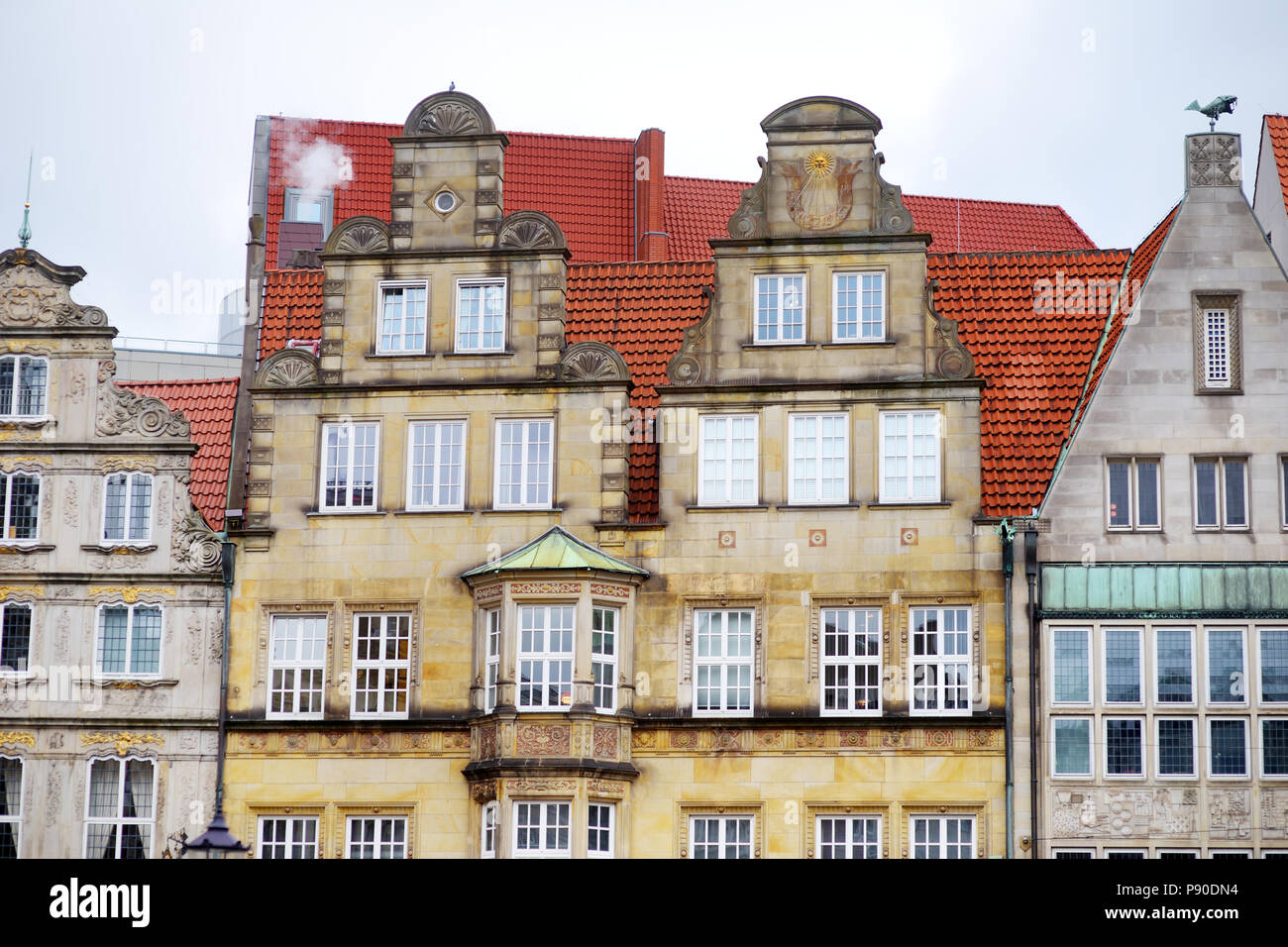 BREMEN, GERMANY MARCH 23, 2016 Historic facades of houses on the