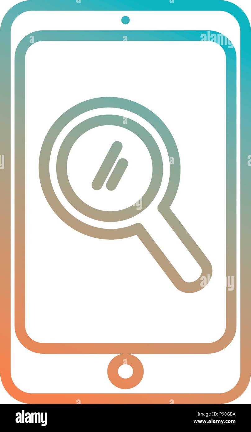 smartphone device with magnifying glass vector illustration design ...