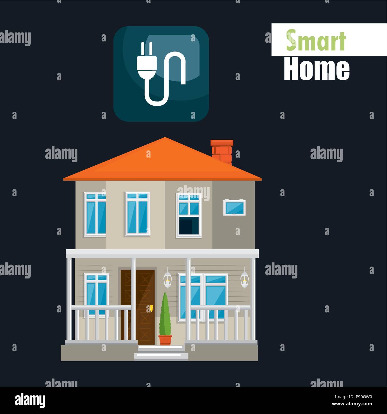 smart house with energy power service vector illustration design Stock ...