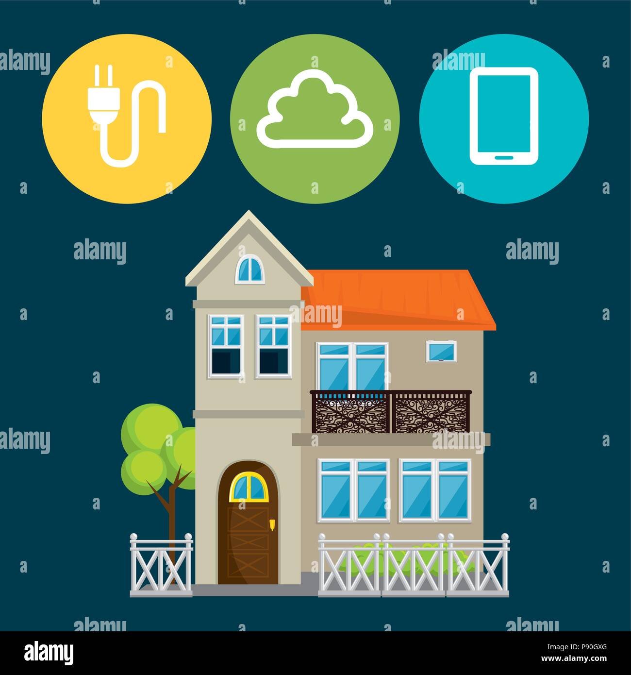 smart house with set services icons vector illustration design Stock ...