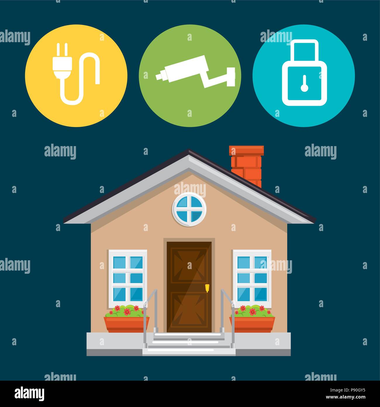 smart house with set services icons vector illustration design Stock ...
