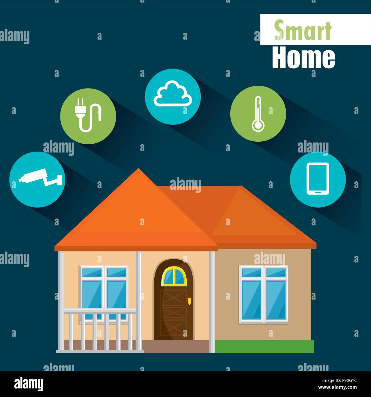smart house with set services icons vector illustration design Stock ...