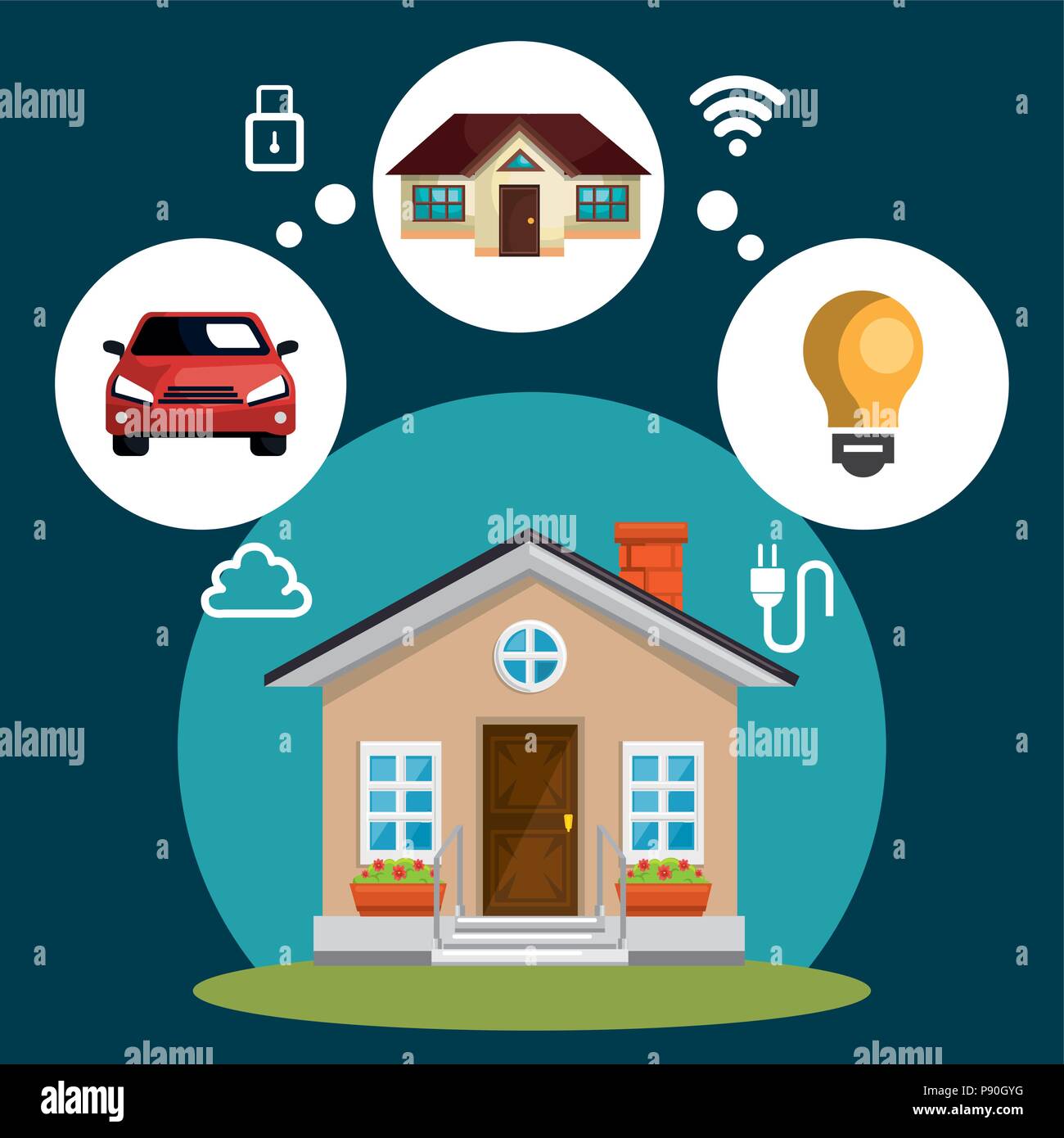 smart house with set services icons vector illustration design Stock ...