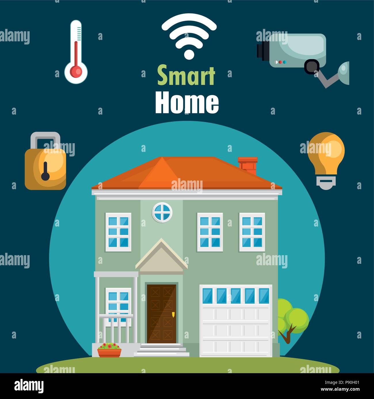 smart house with set services icons vector illustration design Stock ...