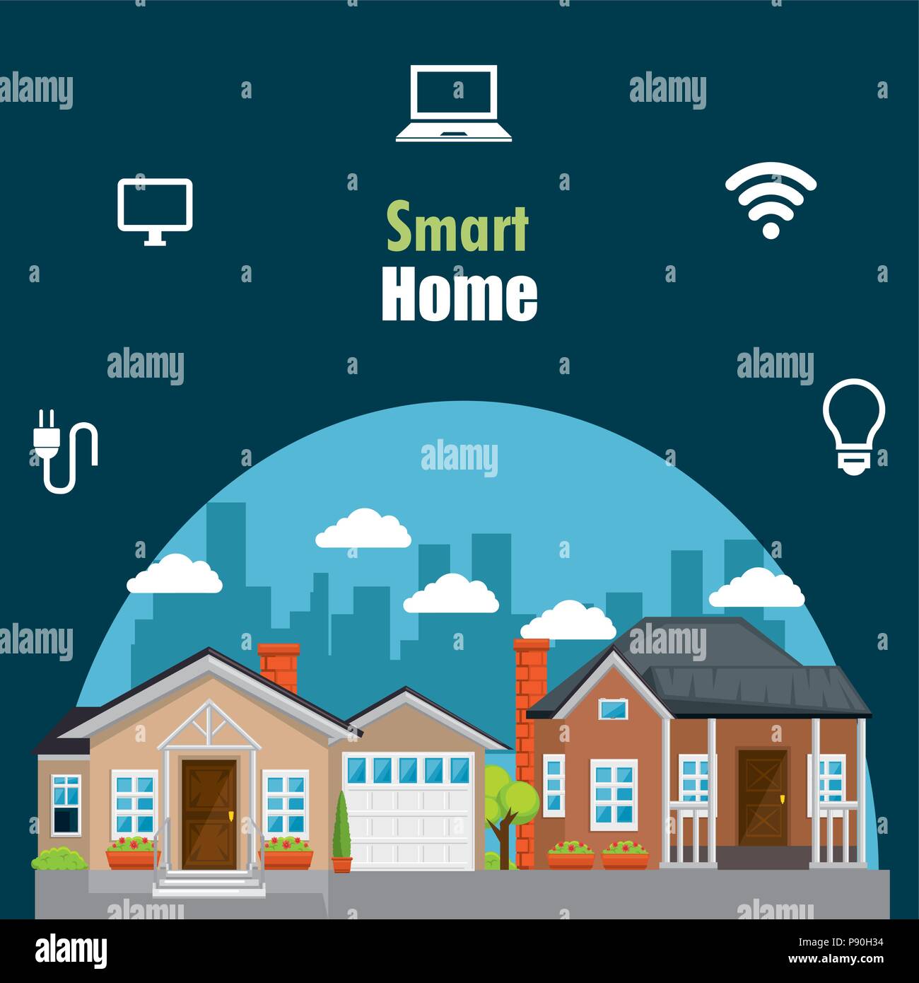 smart house with set services icons vector illustration design Stock ...