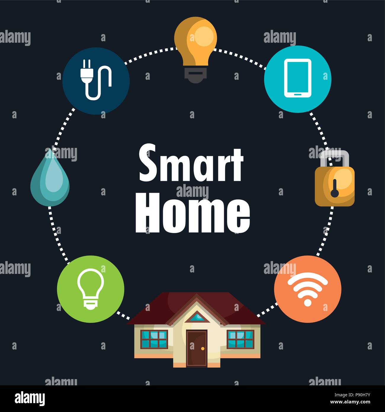 smart house with set services icons vector illustration design Stock ...
