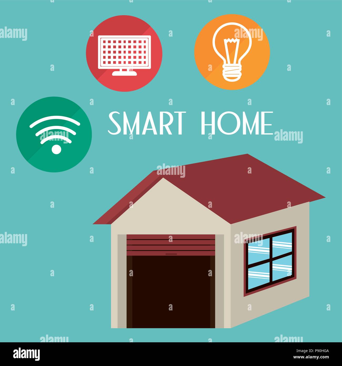 smart house with set services icons vector illustration design Stock ...