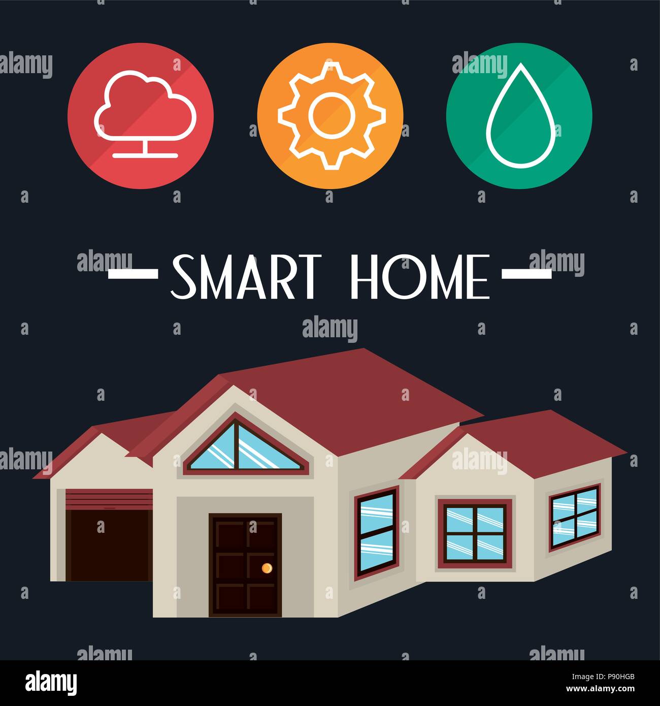 smart house with set services icons vector illustration design Stock ...