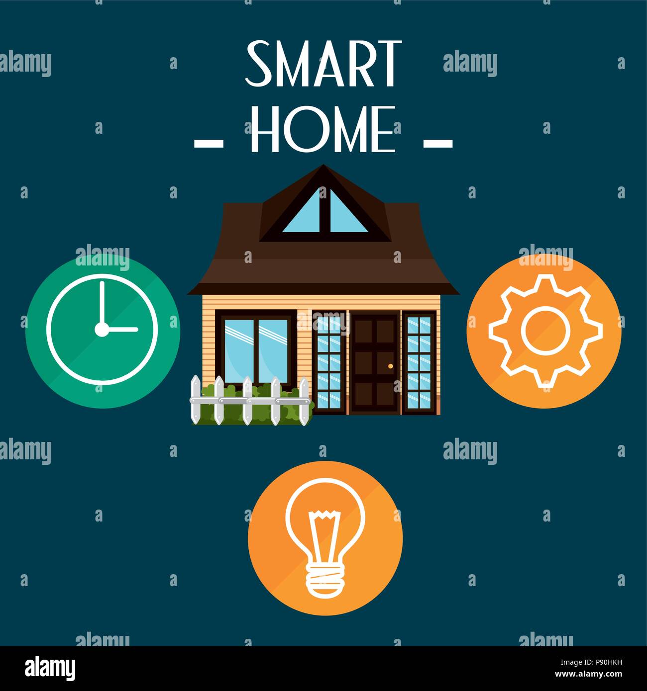 smart house with set services icons vector illustration design Stock ...