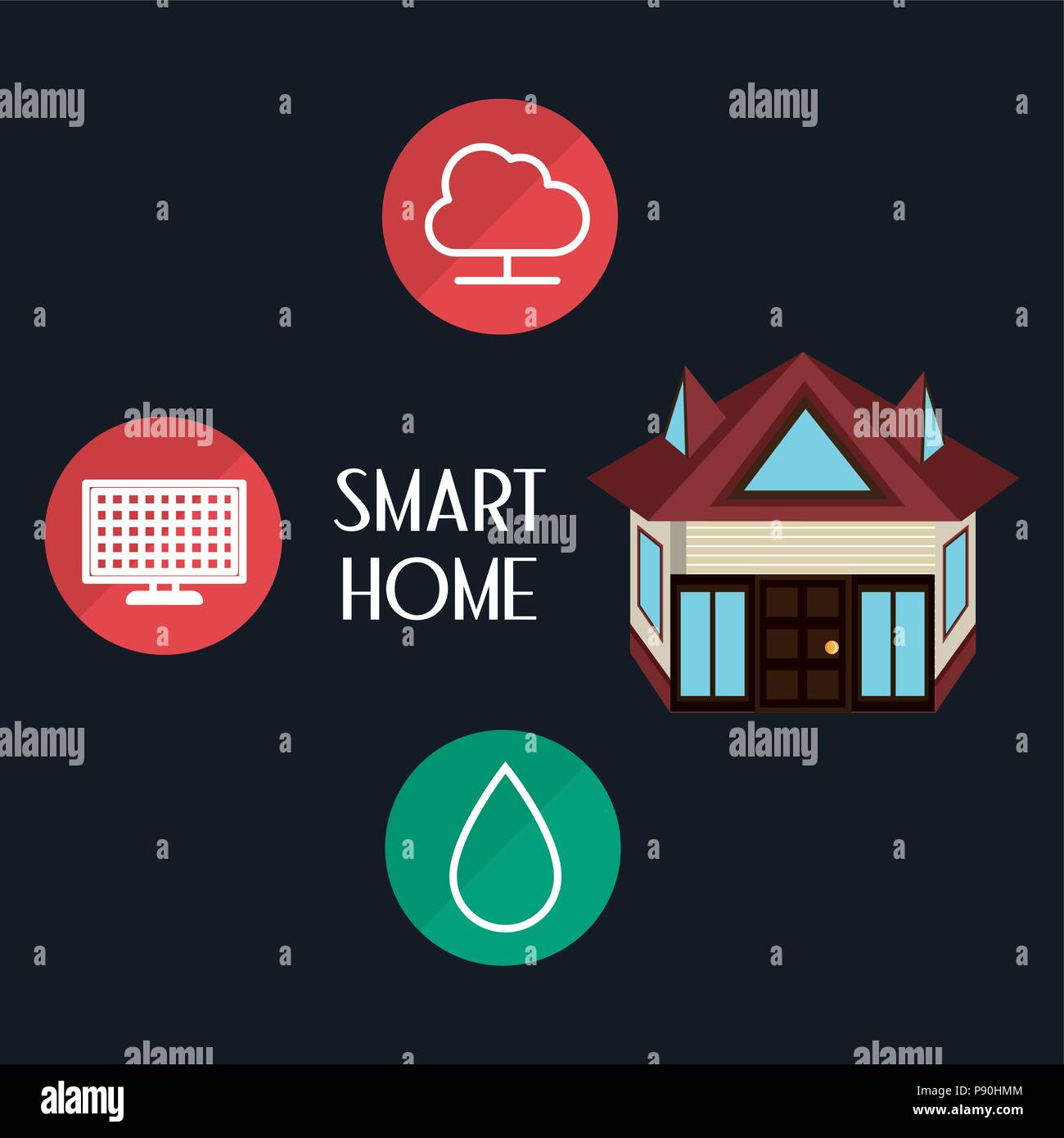 smart house with set services icons vector illustration design Stock ...