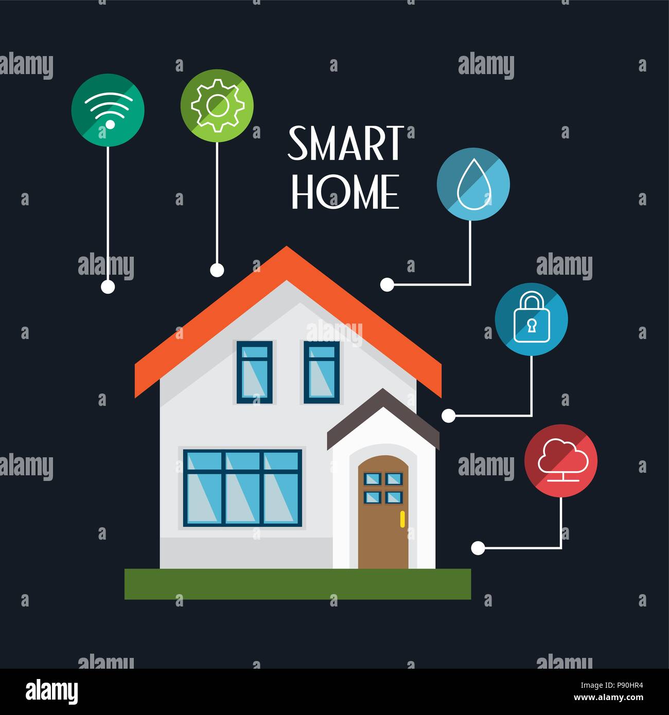 smart house with set services icons vector illustration design Stock ...
