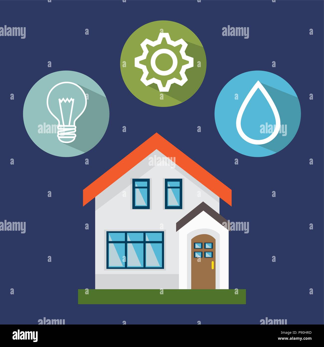 smart house with set services icons vector illustration design Stock ...