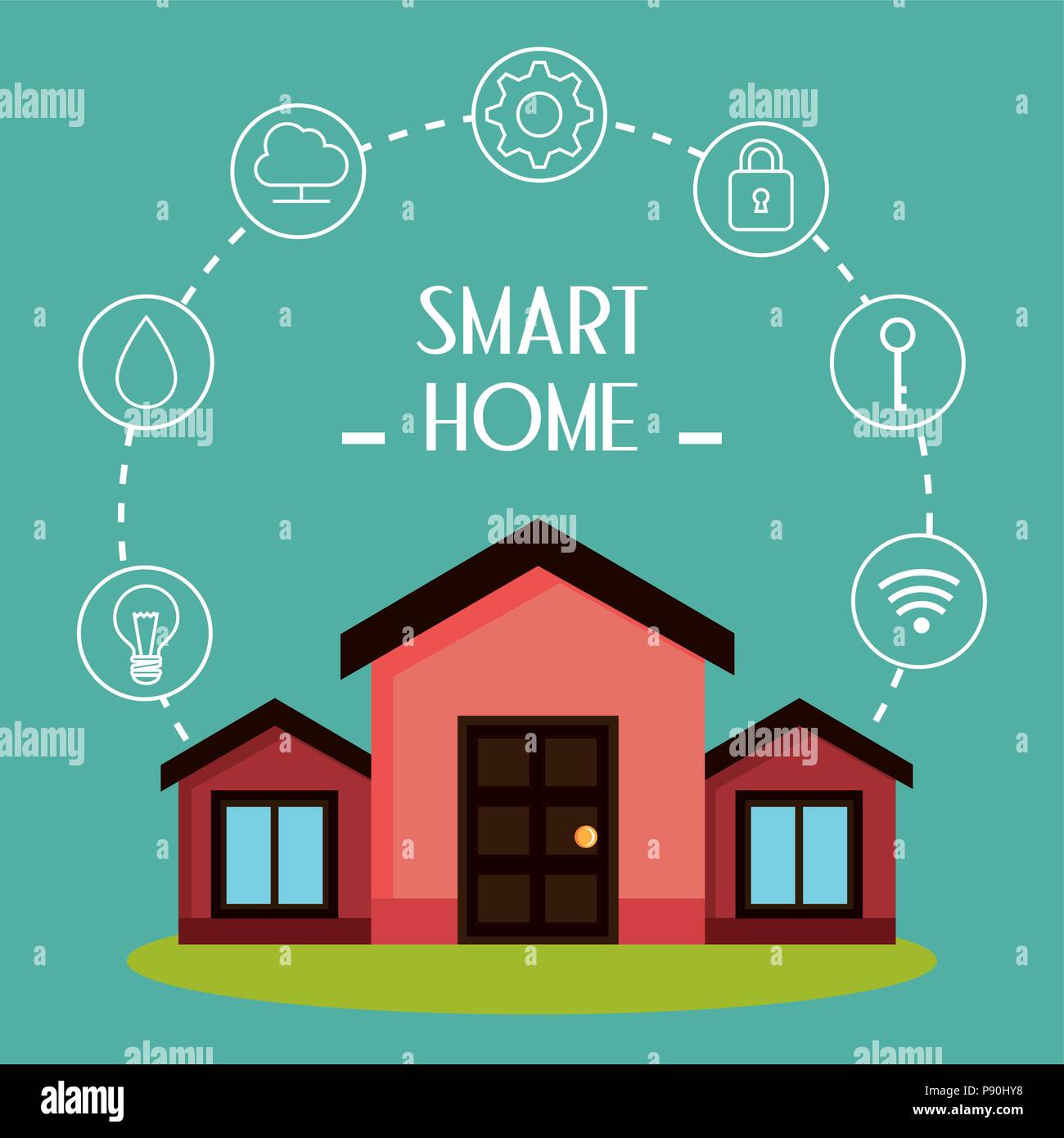 smart house with set services icons vector illustration design Stock ...