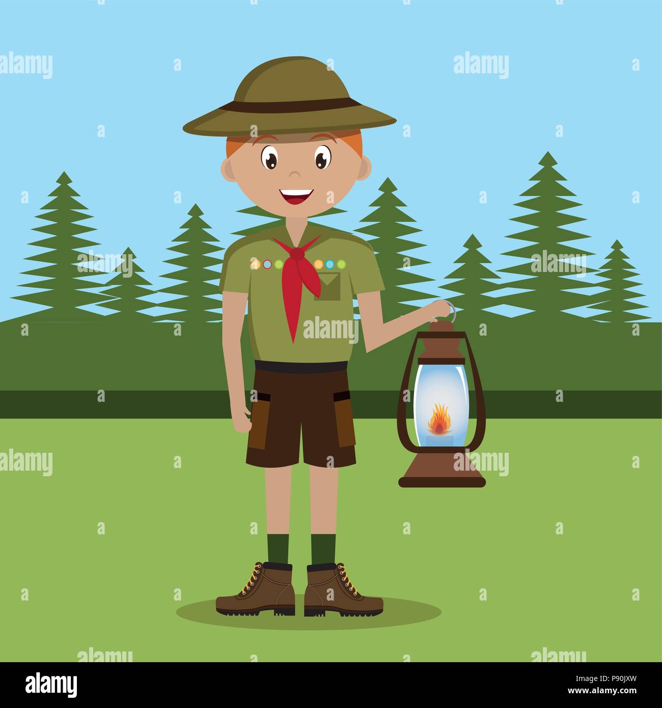 boy scout in the camping zone vector illustration design Stock Vector ...