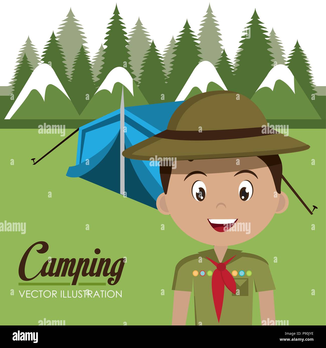 boy scout in the camping zone vector illustration design Stock Vector ...