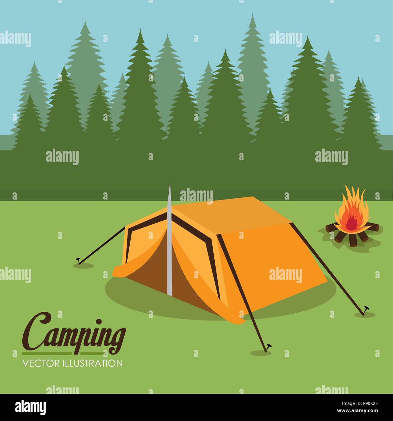 camping zone with tent scene vector illustration design Stock Vector