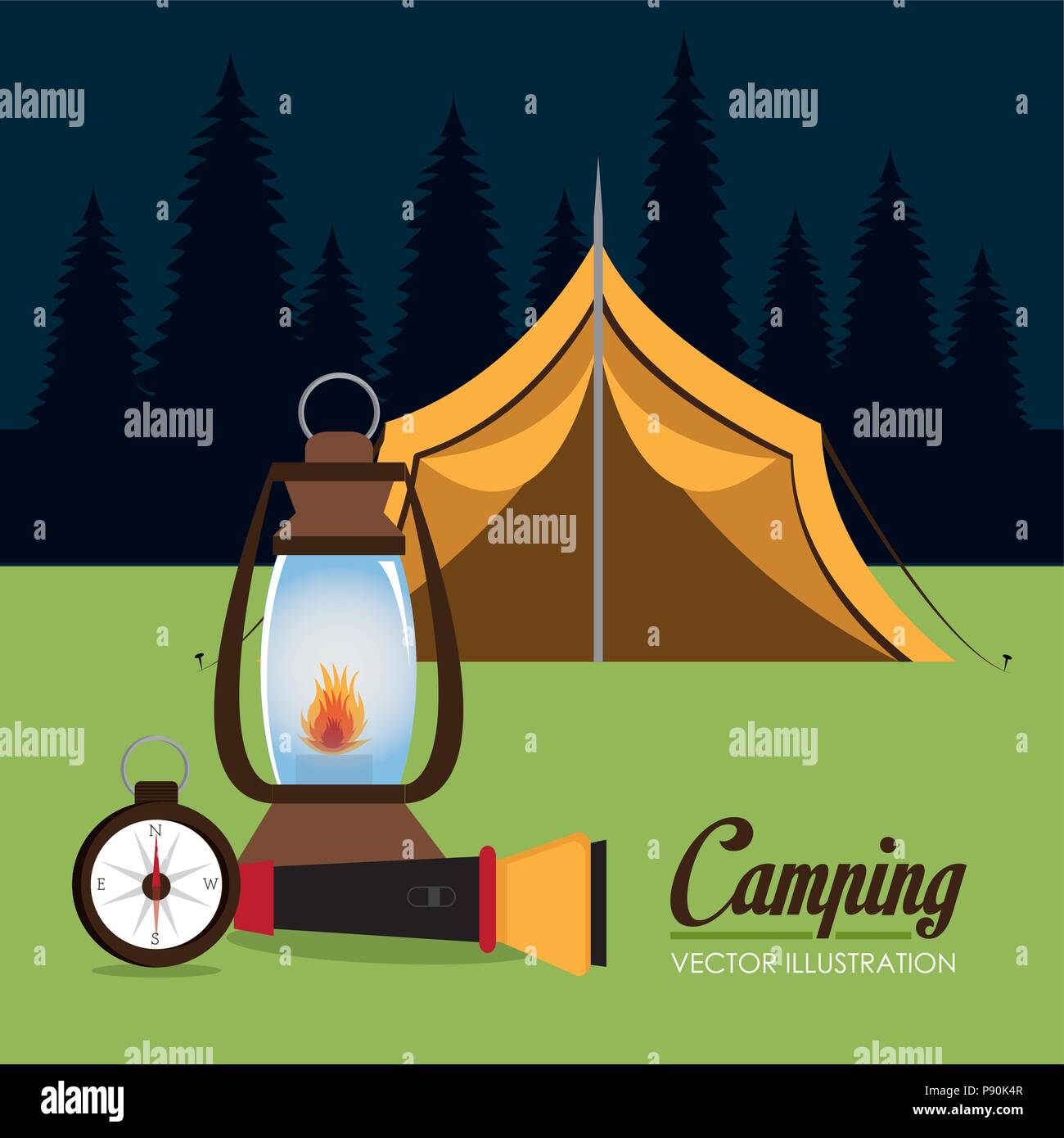 camping zone with tent scene vector illustration design Stock Vector