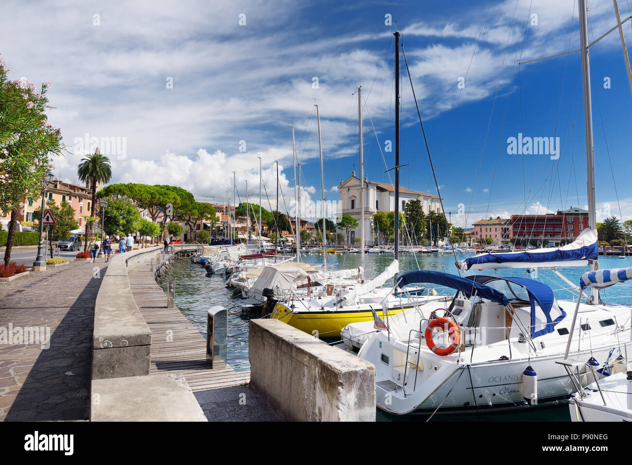 TOSCOLANO-MADERNO, ITALY - SEPTEMBER 18, 2016: Beautiful views of Toscolano-Maderno, a town and comune on the West coast of Lake Garda, in the provinc Stock Photo