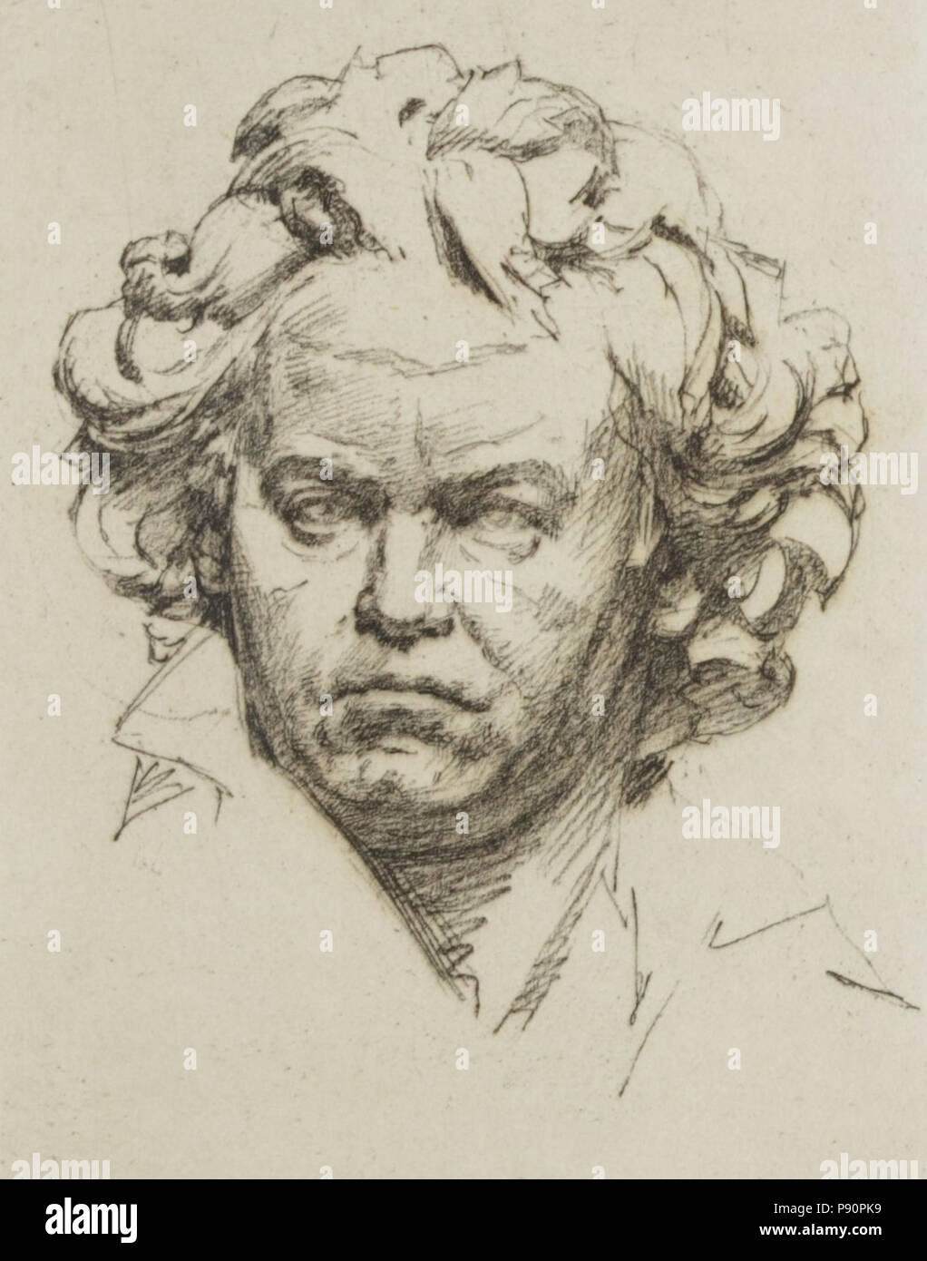 .   405 Ludwig van Beethoven Bleistiftzeichnung von Viktor Jasper (1848 1931) Heliographie von Ludwig Carl Zamarski 1877 Stock Photo