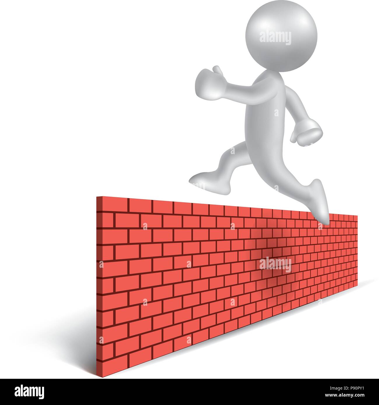 Vector drawn people symbol, Hurdle movement,image uses a grid gradient. Stock Vector