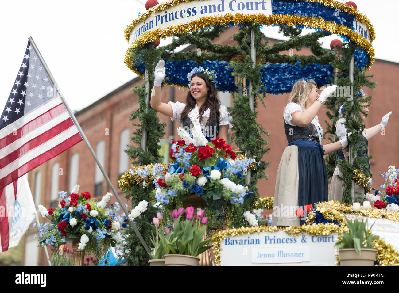 Holland, Michigan, USA May 12, 2018 Beuty Queens on top of a float