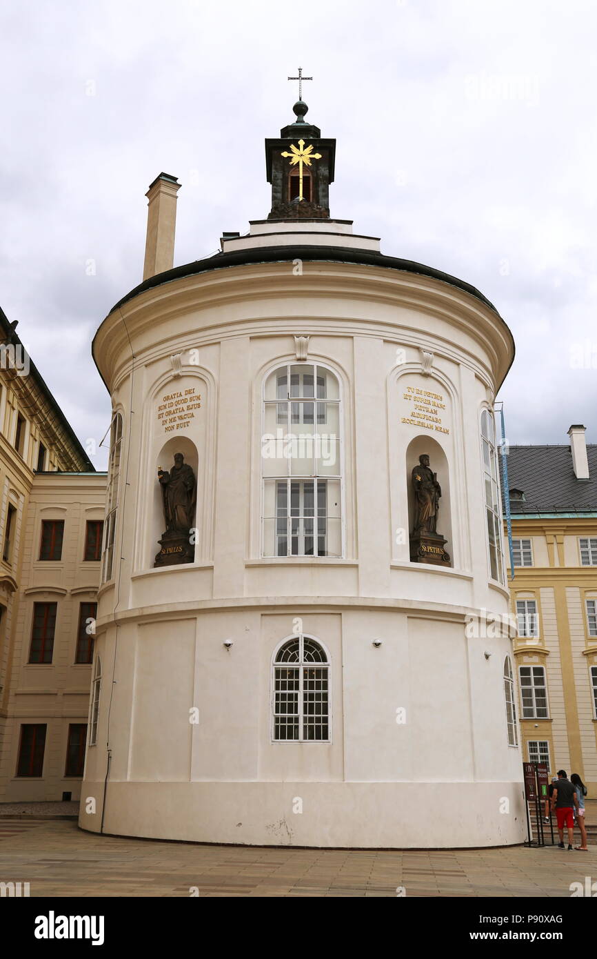 Chapel of the Holy Rood, Second Courtyard, Prague Castle, Hradčany, Prague, Czechia (Czech Republic), Europe Stock Photo