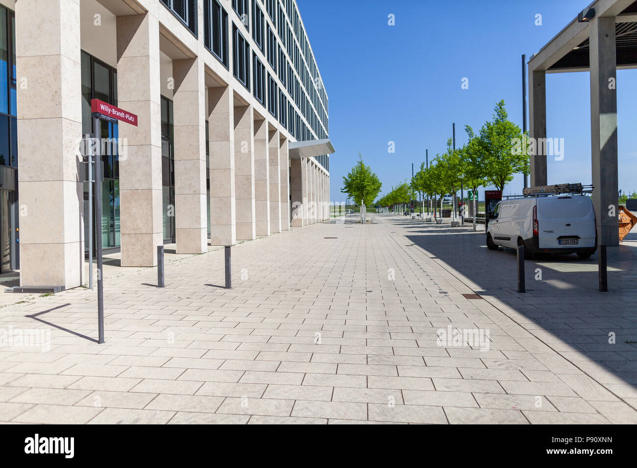 BERLIN / GERMANY - APRIL 29, 2018: Passenger terminal Berlin Brandenburg airport, Willy Brandt. The BER is an international airport under construction Stock Photo