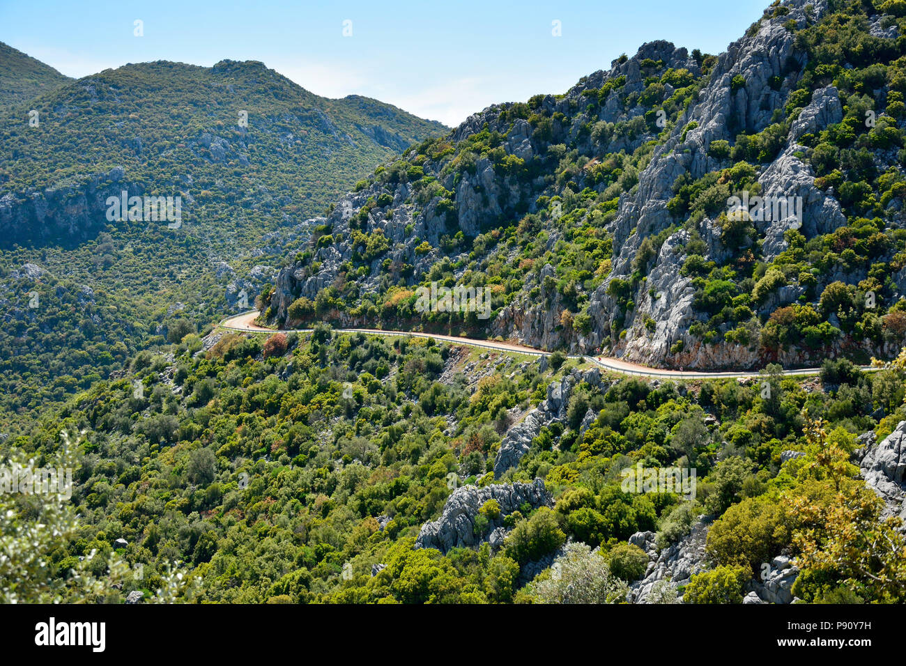 Mountainous road on Bozburun peninsula near Marmaris resort town in Turkey. Stock Photo