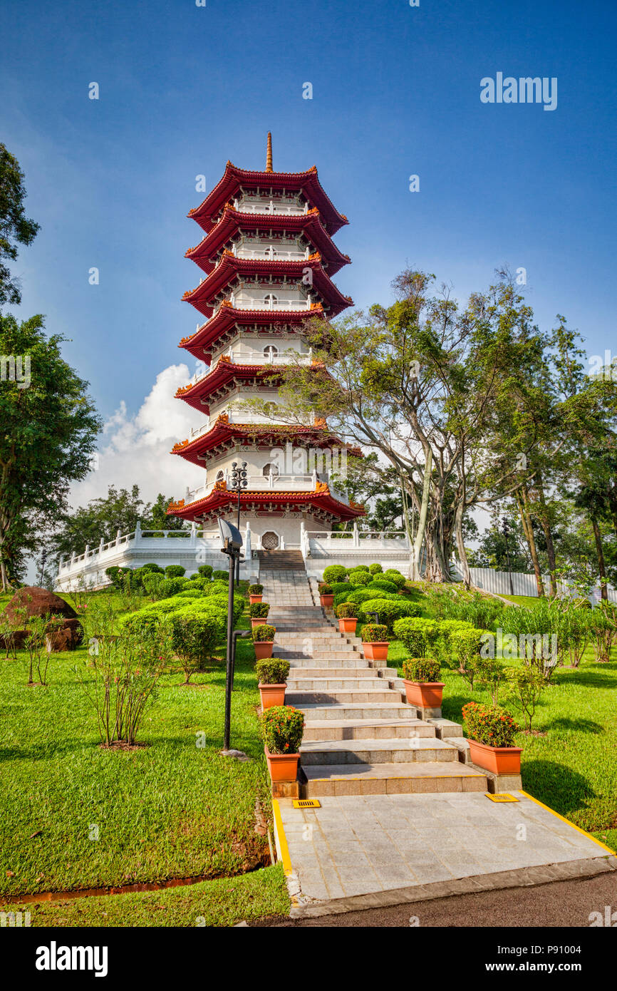 The Seven Storey Pagoda  in the Chinese Garden, Singapore. Stock Photo