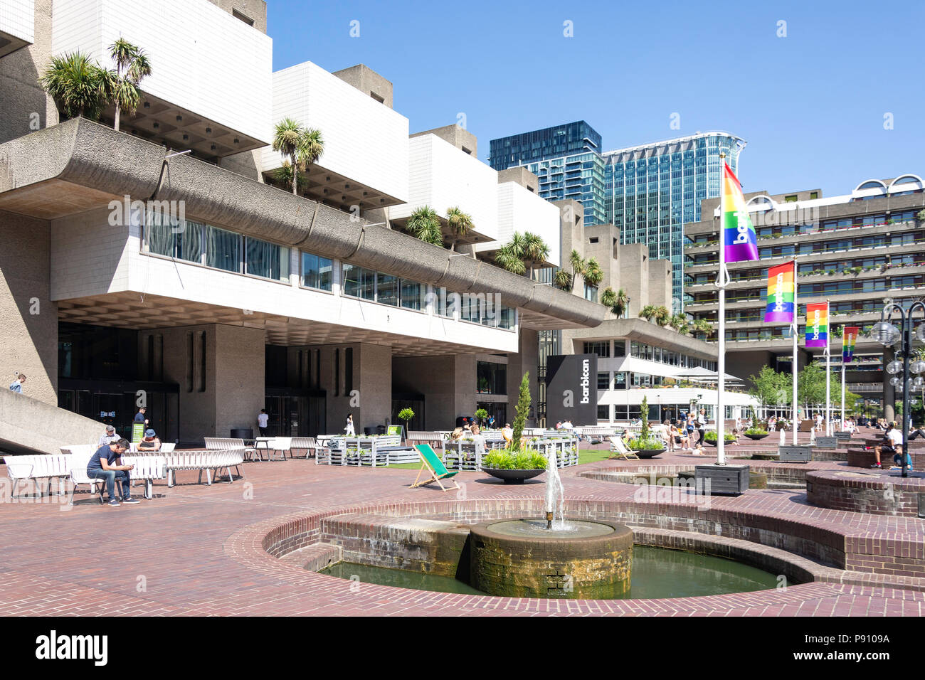 Lakeside Terrace, Barbican Estate, Barbican, City of London, Greater London, England, United Kingdom Stock Photo