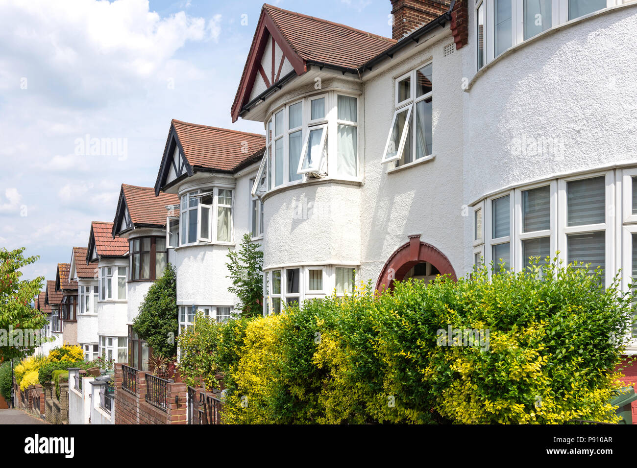 Victorian terraced houses, Hurst Road, Walthamstow, London Borough of Waltham Forest, Greater London, England, United Kingdom Stock Photo