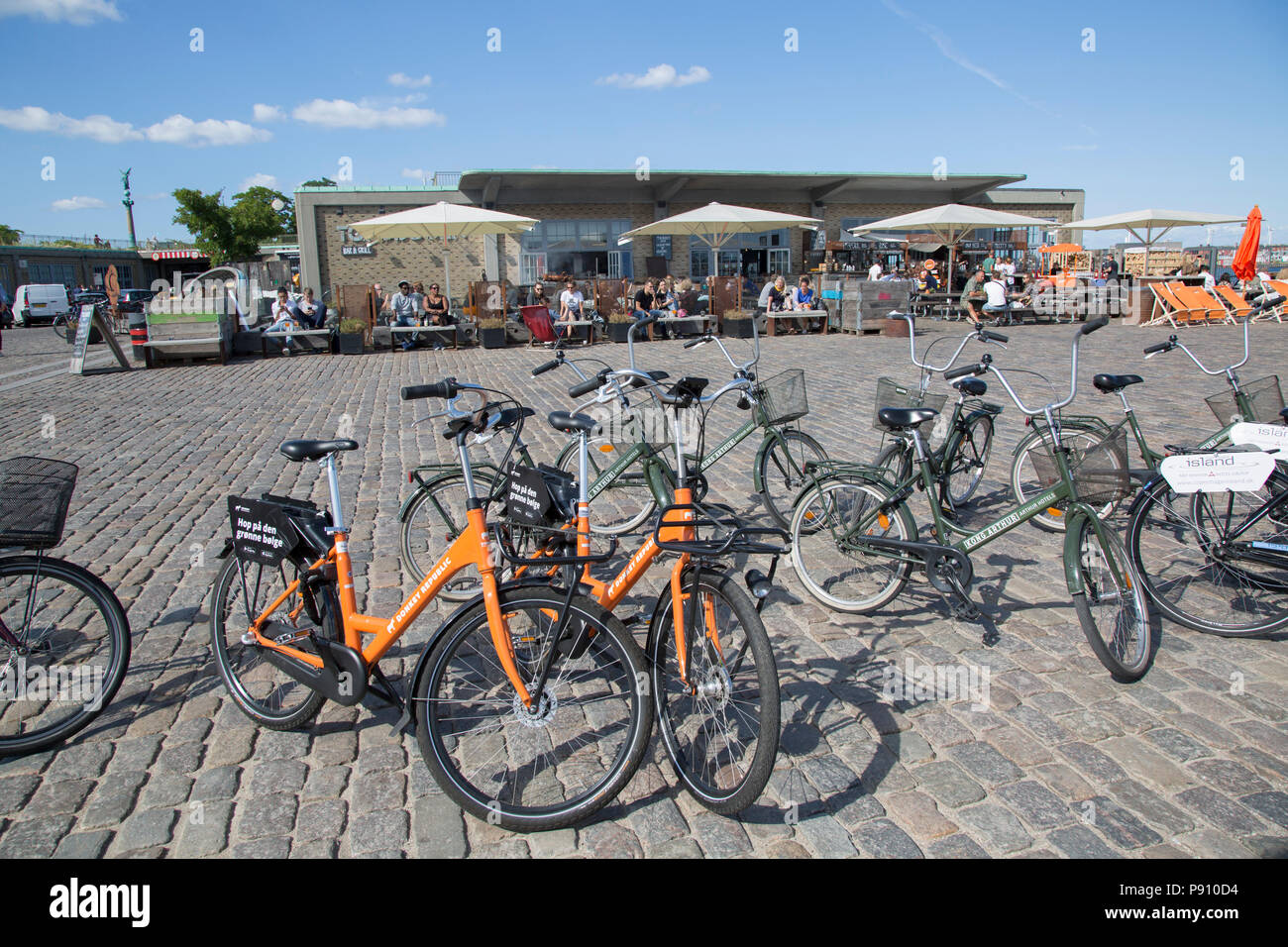 Bikes outside Toldboden Cafe, Copenhagen, Denmark Stock Photo